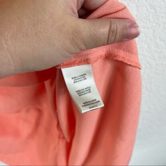 Rebecca Taylor Ladder Lace V Neck Peach Sorbet Top - Picture 5 of 5